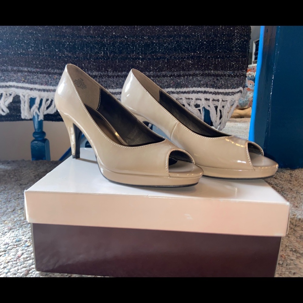 Nude Open Toe Pumps
